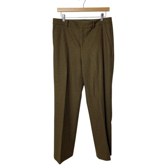 Lauren Ralph Lauren Women's 10 Wool Tweed Dress Pants Brown Houndstooth Lined - Picture 1 of 10